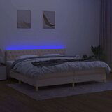  Krevet box spring s madracem LED krem 200x200 cm od tkanine | shoptok.hr
