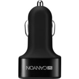 Canyon Mini 3 USB car adapter, Input 12V-24V, Output 5V-3.1A, black rubber coating+black metal ring (side with USB is in plastic) | Eponuda.ba