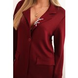 Kesi Włoski Women's set with viscose, decorated and with elastic pants burgundy | shoptok.hr