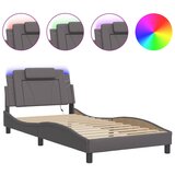 vidaXL Posteljni okvir z LED lučkami siv 100x200 cm umetno usnje, (21094922) Cene
