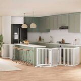 vidaXL Ograda za pse z vrati zložljiva 10 panelov bela 800 cm les | Shoptok.si