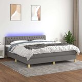  Box spring postelja z vzmetnico LED temno siva 160x200 cm blago, (20789452) Cene
