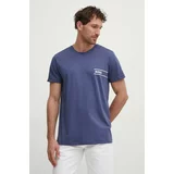 Boss Bombažna kratka majica moška, mornarsko modra barva, 50517715