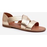 EVENTO Leather Sandals with Elastic Gold Apulia | Shoptok.si