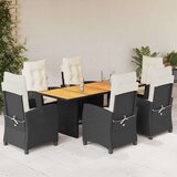 vidaXL 7-dijelni vrtni blagovaonski set s jastucima crni od poliratana | shoptok.hr