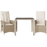  3-dijelni bistro set s jastucima bež od poliratana 90 x 90 x 75 cm | Shoptok.si