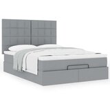 vidaXL Otomanski posteljni okvir z vzmetnico siv 140x190 cm blago | Shoptok.si