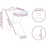  Noge za stolić u obliku slova X 2 kom antracit 60x(30-31) cm | shoptok.hr