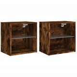  The Living Store Nočne omarice z LED lučkami stenske 2 kosa dimljena hrastovina - Nočna Omarica, (21499055) | Shoptok.si