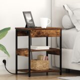 vidaXL Nočna omarica Dimljeni hrast 41 x 31 x 51 cm Konstruiran les | Shoptok.si