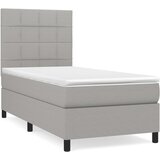 vidaXL Box spring postelja z vzmetnico svetlo siva 90x200 cm blago, (20846857) Cene