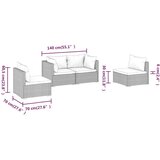  Vrtna sedežna garnitura 4-delna z blazinami poli ratan rjava, (20672256) | Shoptok.si