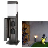Planetitaly LED steber za svetilko E27 priključek zunanji električni steber več vtičnic IP44 / IP68 vodotesen 2 vtičnici vrtna garaža 230V, (20561510) | Shoptok.si