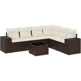 vidaXL 7-dijelni set vrtnih sofa od poliratana s jastucima smeđi | shoptok.hr