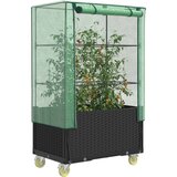 vidaXL Visoka greda s prevleko in kolesi videz ratana 80x50x182 cm | Shoptok.si