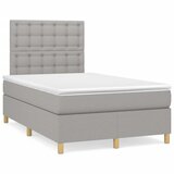 vidaXL Box spring postelja z vzmetnico LED sv. siva 120x190 cm blago | Shoptok.si