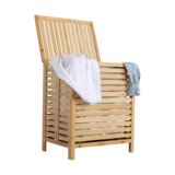 Kondela Košara za perilo, naravni bambus/bela, MENORK | Shoptok.si