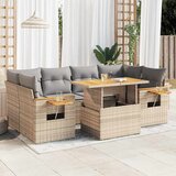  7-dijelni set vrtnih sofa s jastucima bež od poliratana bagrem | shoptok.hr