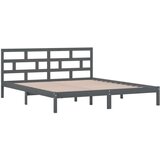  Posteljni okvir siv iz trdnega lesa 135x190 cm 4FT6, (20645086) | Shoptok.si