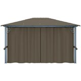  Sjenica sa zastorima i LED svjetlima 400 x 300 cm smeđe-siva | shoptok.hr