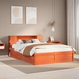 Maison Chic Posteljni okvir - Dvoposteljna postelja - Zakonska postelja brez vzmetnice voščeno rjava 140x200 cm trdna borovina-J2875, (21760748) | Shoptok.si