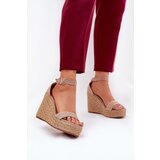 Boto Wedge Sandals For Women With Braiding Khaki Adelio | Shoptok.si