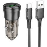  Auto Punjač sa kablom 1m USB to Type-C BOROFONE BZ23 Noble single-port QC3.0 car USB set transparent black | Eponuda.ba