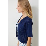 Women's Navy Blue Openwork Seasonal Knitwear Cardigan | Eponuda.ba
