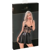 Noir sjajna haljina s gornjim dijelom od čipke (crna) - L Cijene