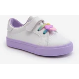 Kesi Children's sneakers Sneakers with a pin, white and purple Pennyn