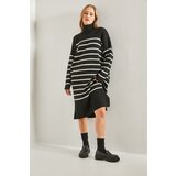 Bianco Lucci Women's V-Neck Striped Knitwear Dress with Side Slits | Eponuda.ba