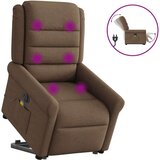vidaXL Električni masažni naslonjač na podizanje od tkanine smeđi | shoptok.hr