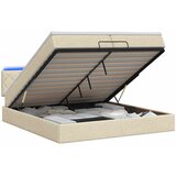  Krevet od pjene s madracem i LED-om Krem 200 x 200 cm Tkanina | shoptok.hr