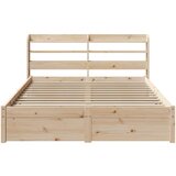 vidaXL Posteljni okvir z vzglavjem 150x200 cm trdna borovina | Shoptok.si