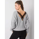 Fashionhunters OCH BELLA Grey sweater with back neckline