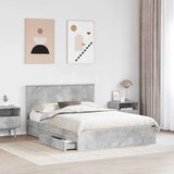  Postelja s shranjevanjem z vzglavjem Betonsko siva 150 x 200 cm, (5000105791) | Shoptok.si