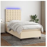  Krevet box spring s madracem LED krem 90x200 cm od tkanine | shoptok.hr