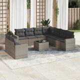 Maison Chic Seti vrtnega pohištva - Vrtna garnitura - Vrtni pohištvo set 10-delna z blazinami siv poli ratan, (21817258) | Shoptok.si