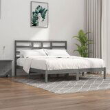 Maison Chic Posteljni okvir - Dvoposteljna postelja - Zakonska postelja siv iz trdnega lesa 200x200 cm-J5446, (21759341) | Shoptok.si