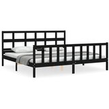  Okvir za krevet s uzglavljem crni 200 x 200 cm od masivnog drva | Eponuda.ba