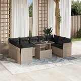 vidaXL 10-dijelni set vrtnih sofa poliratan s jastucima svijetlosivi Cijene