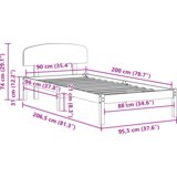  Krevetni okvir s uzglavljem Wax smeđi 90x200 cm Čvrsta drvena borovina | shoptok.hr