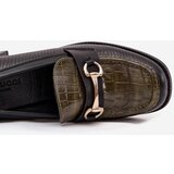 Boto Women's Low Heels Shoes With Embossing And Golden Detail Green-Black Novella | Shoptok.si