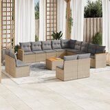 vidaXL 14-dijelni set vrtnih sofa s jastucima poliratan Bež | shoptok.hr