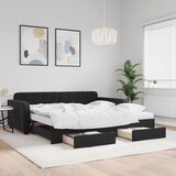 vidaXL Izvlečna dnevna postelja s predali črna 100x200 cm žamet Cene