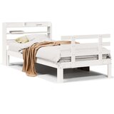 vidaXL Posteljni okvir z vzglavjem brez vzmetnice bel 90x200 cm, (21303451) | Shoptok.si
