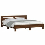  Okvir za krevet s uzglavljem i LED boja smeđeg hrasta 200x200cm | shoptok.hr