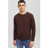 braon muška pamučna majica dugih rukava -basic model 256-6853-9368-3900