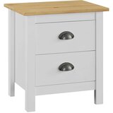 vidaXL Nočna omarica Hill bela 46x35x49,5 cm trdna borovina, (20623819) | Shoptok.si