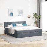 vidaXL Otomanski posteljni okvir z vzmetnicami siv 180x200cm žamet | Shoptok.si